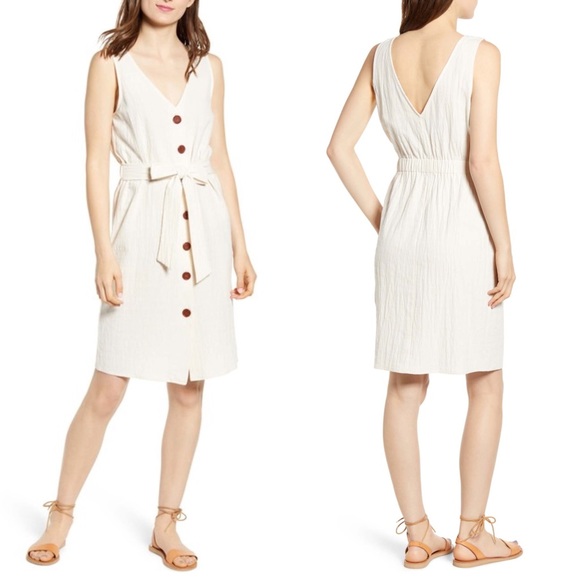 one clothing Dresses & Skirts - One Clothing belted button front sun dress gauzy